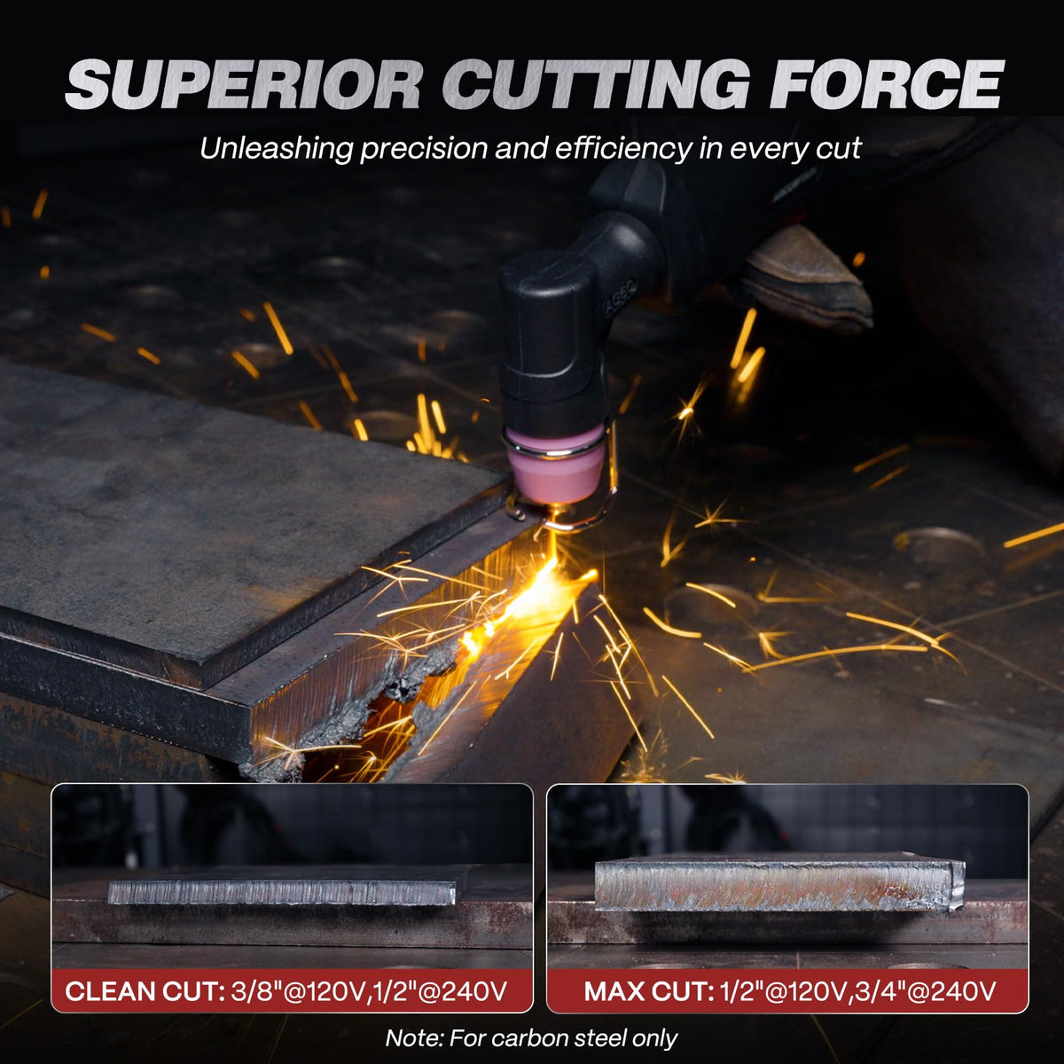 ARCCAPTAIN 55A plasma torch in action for precise cutting performance.