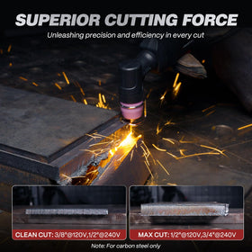 ARCCAPTAIN 55A plasma torch in action for precise cutting performance.