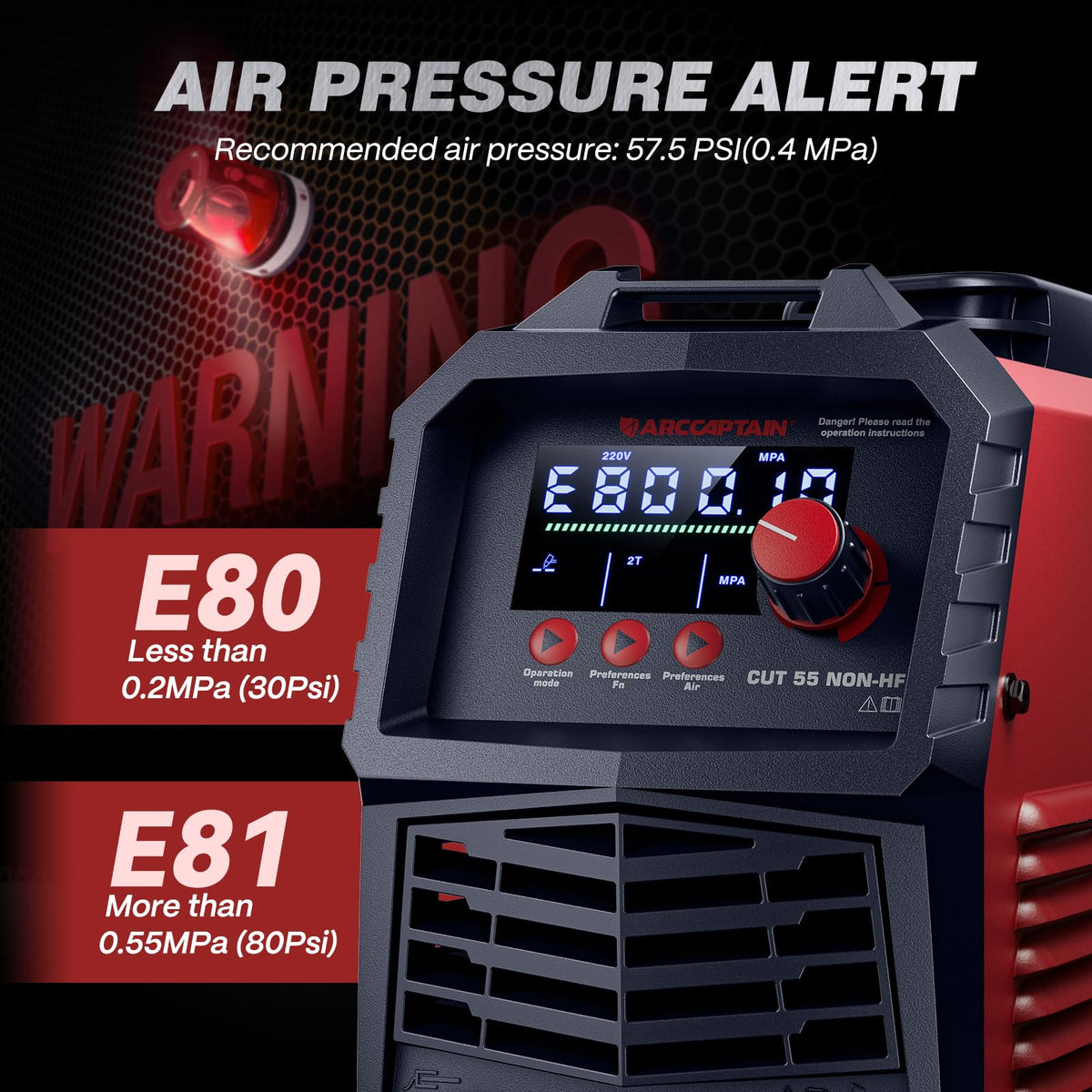 Robust safety protections on ARCCAPTAIN plasma cutter including overload and overcurrent safeguards