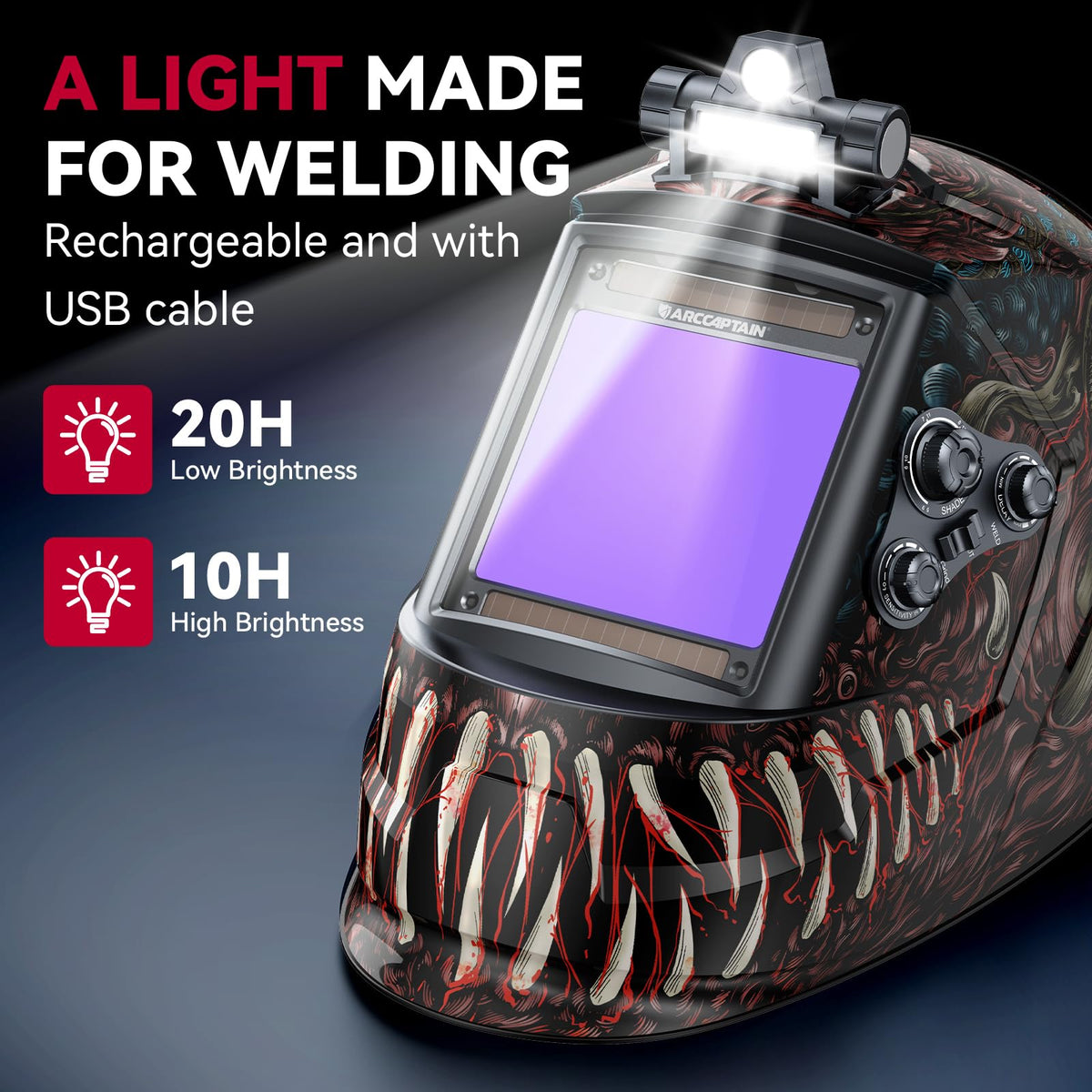 ARCCAPTAIN auto-darkening sensors provide fast shade changes for safer welding
