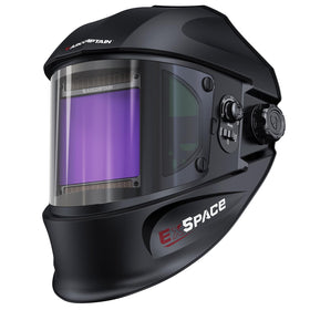 ARCCAPTAIN auto-darkening helmet front view showing wide field for TIG/MIG welding
