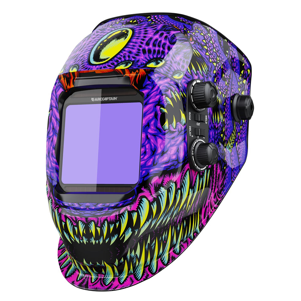 ARCCAPTAIN auto darkening helmet with large viewing screen for precise welding