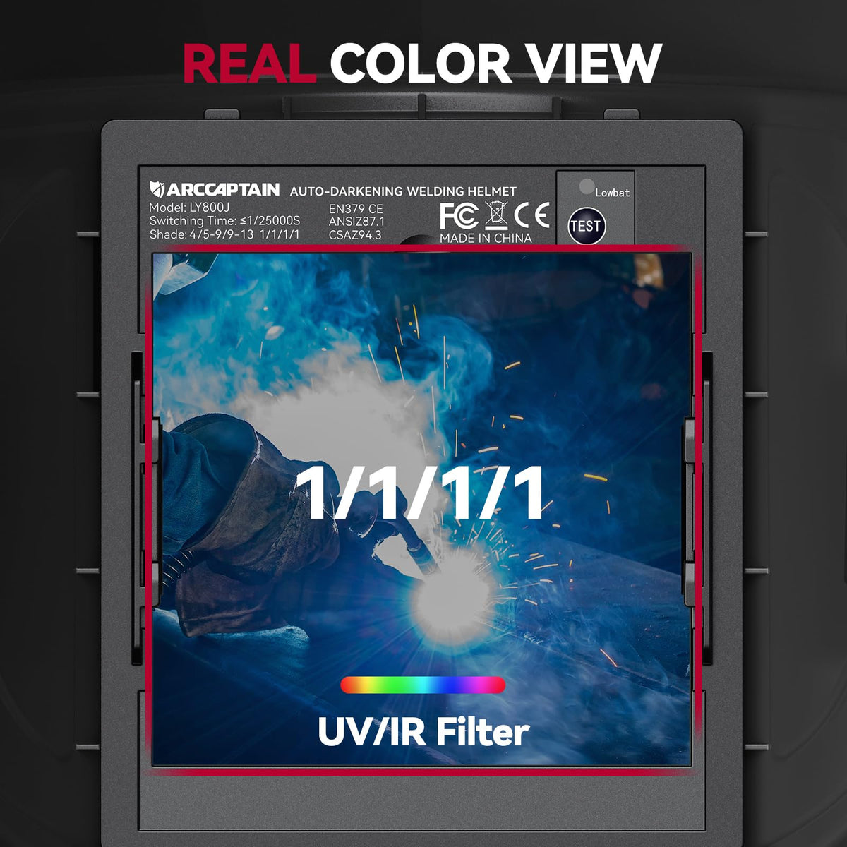 ARCCAPTAIN viewing window emphasizes clear auto-darkening screen