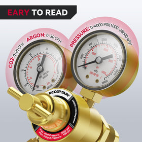 ARCCAPTAIN brass regulator dial close-up shows steady pressure