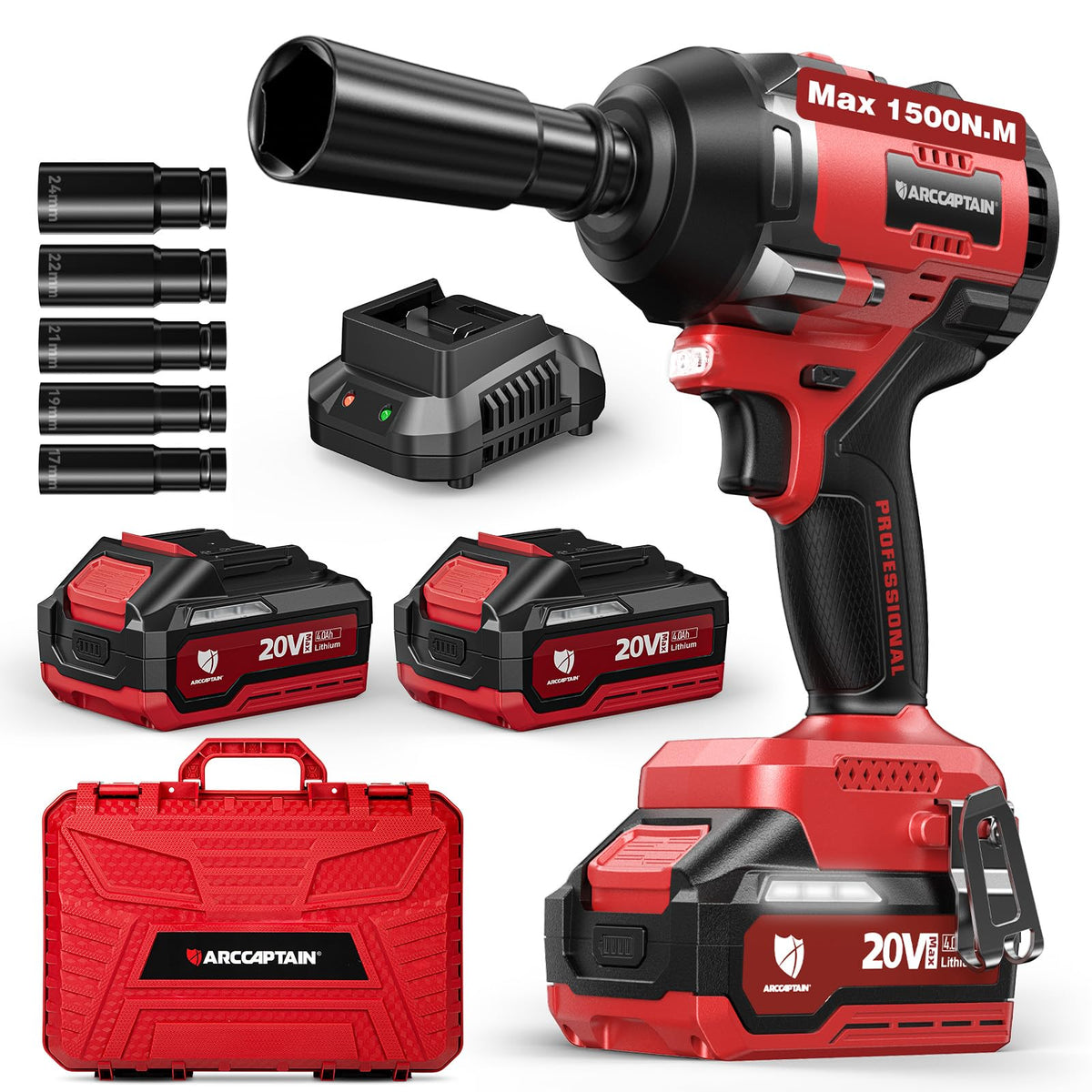 ARCCAPTAIN cordless impact wrench in use for heavy-duty vehicle maintenance and tire tasks.