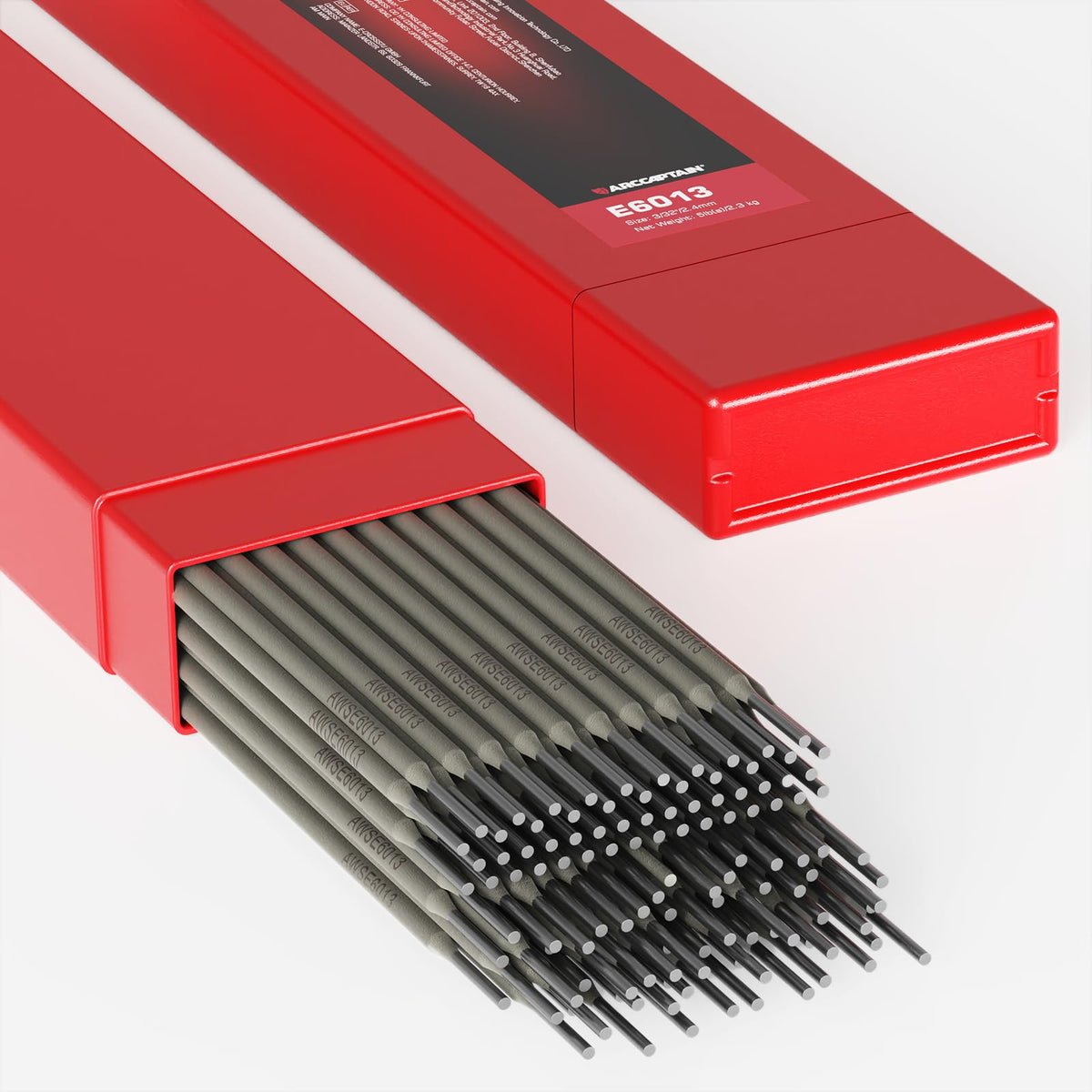 ARCCAPTAIN E6013 rod for 3-32 inch welding, suitable for beginners and versatile joints.