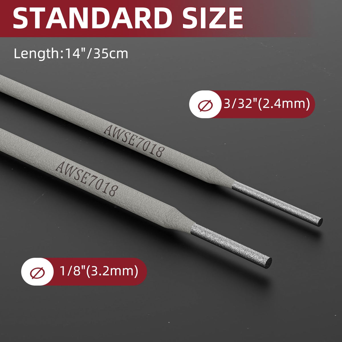 ARCCAPTAIN E7018 welding rod close-up label highlights low hydrogen content.