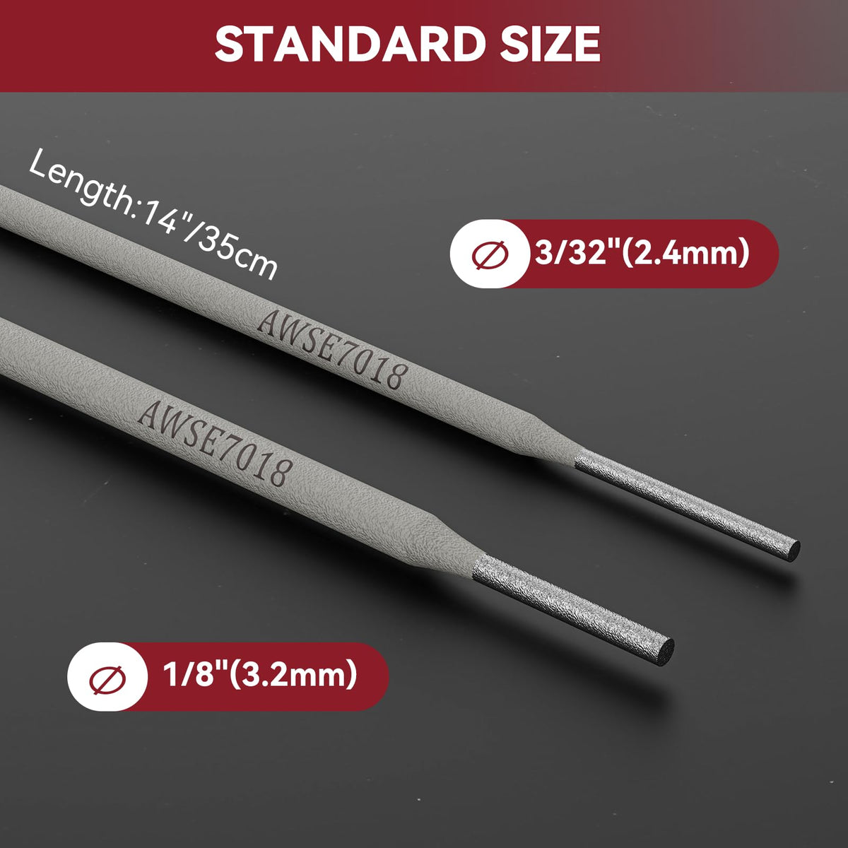 ARCCAPTAIN E7018 iron powder electrode closeup highlighting low hydrogen content.
