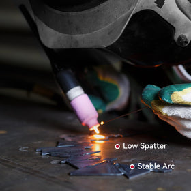 ER308L TIG rod with argon shielding for clean welds.