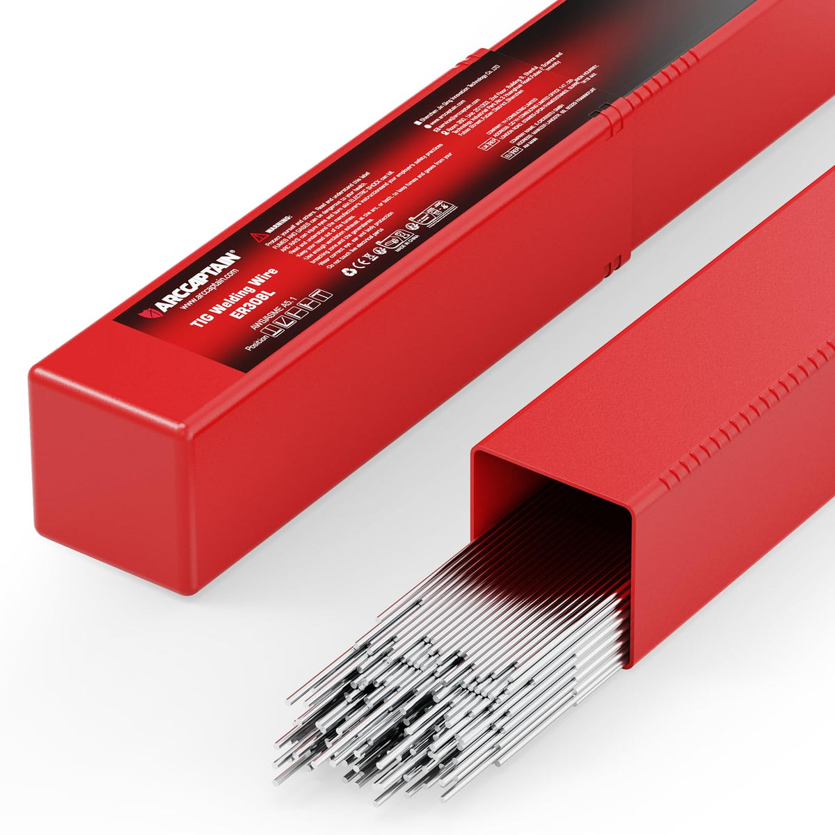 ARCCAPTAIN ER308L TIG rod package for stainless steel welding.