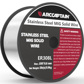 ARCCAPTAIN ER308L wire spool, 0.030 inch diameter, stable feed.