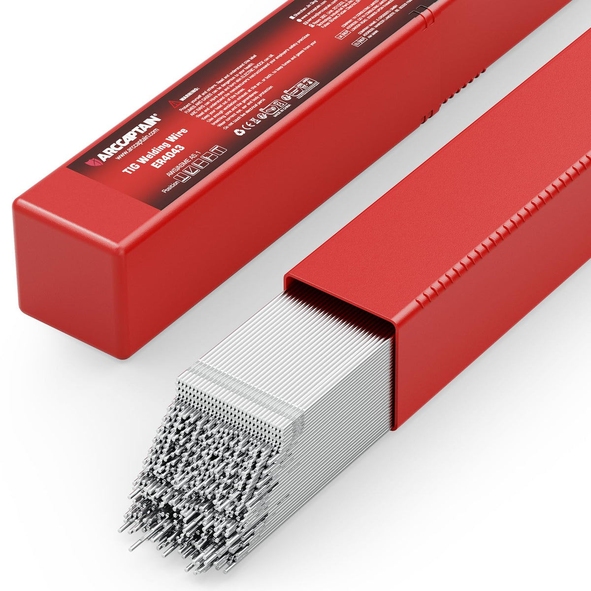 ARCCAPTAIN ER4043 welding rod pack for aluminum with smooth weld beads.