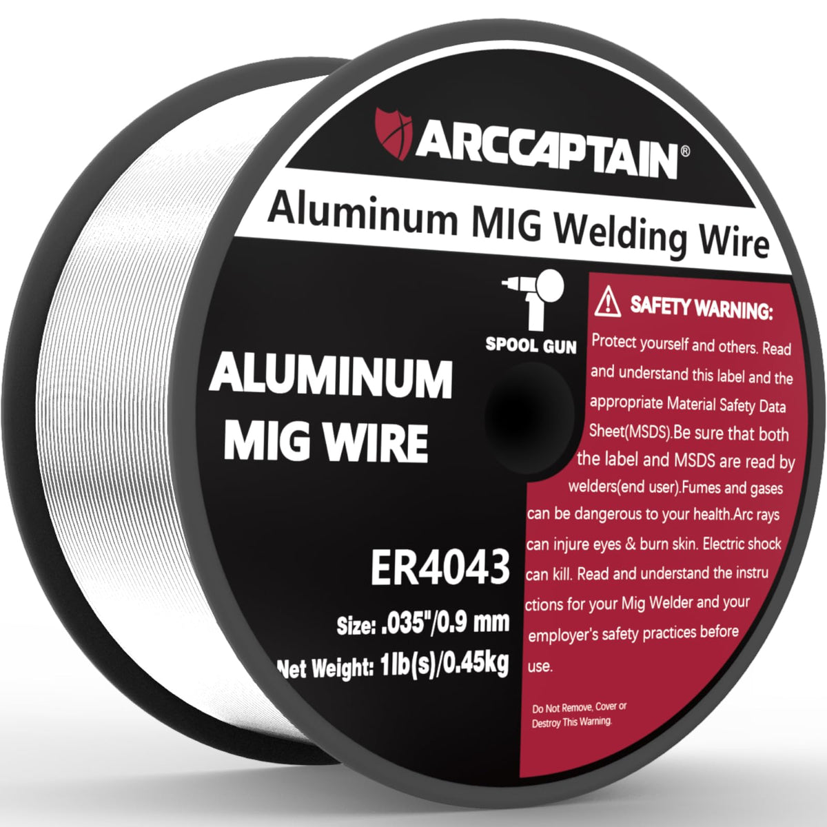 ARCCAPTAIN ER4043 0.035in spool front view for clean aluminum welds