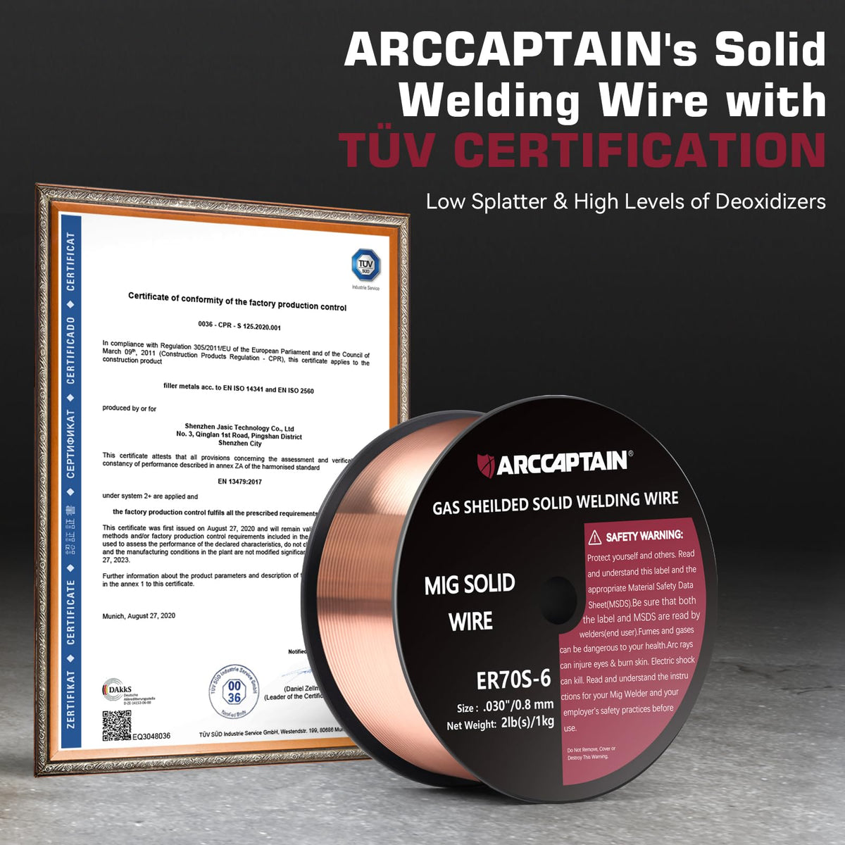 ARCCAPTAIN ER70S-6 MIG wire feeding ensures a stable arc and consistent welds