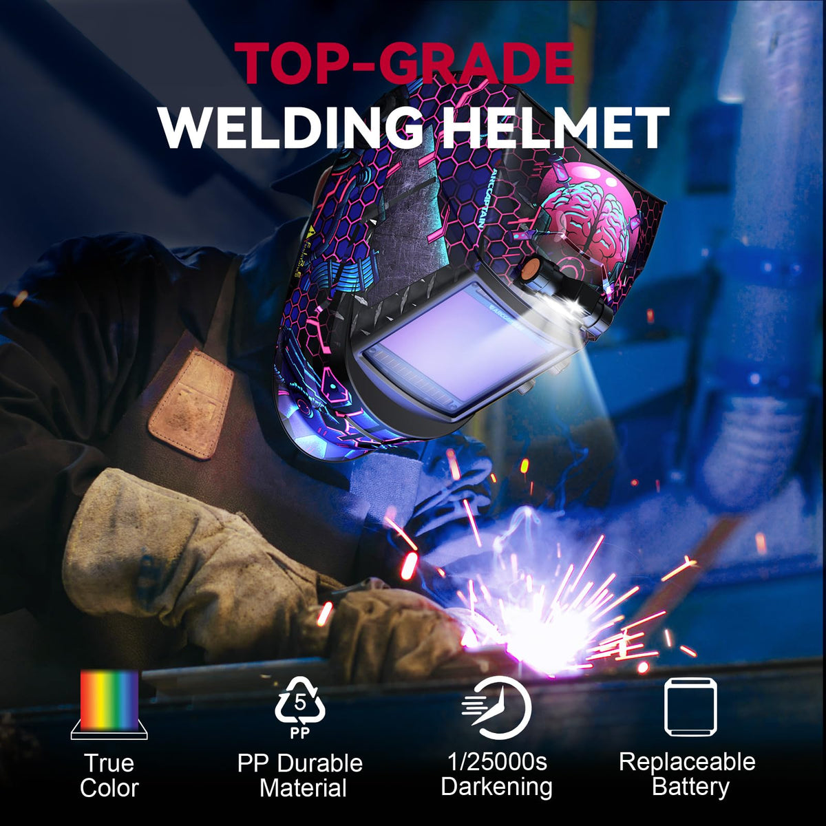 ARCCAPTAIN ergonomic headgear with padding supports all-day use.