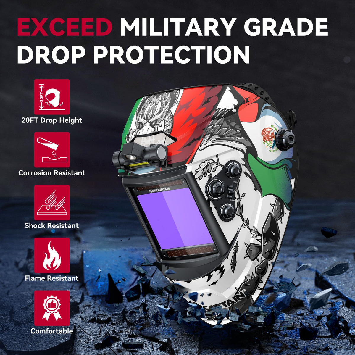 ARCCAPTAIN ergonomic headgear improves comfort during long welding sessions.