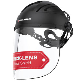 ARCCAPTAIN face shield in grinding scenario for debris protection and sparks