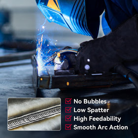 ARCCAPTAIN arc action shows smooth MIG weld with low splatter.