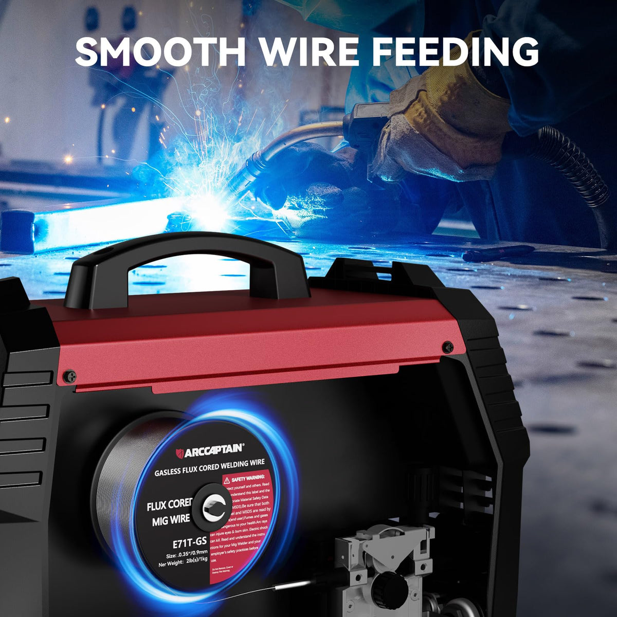 ARCCAPTAIN gasless wire works on rusty or painted steel outdoors