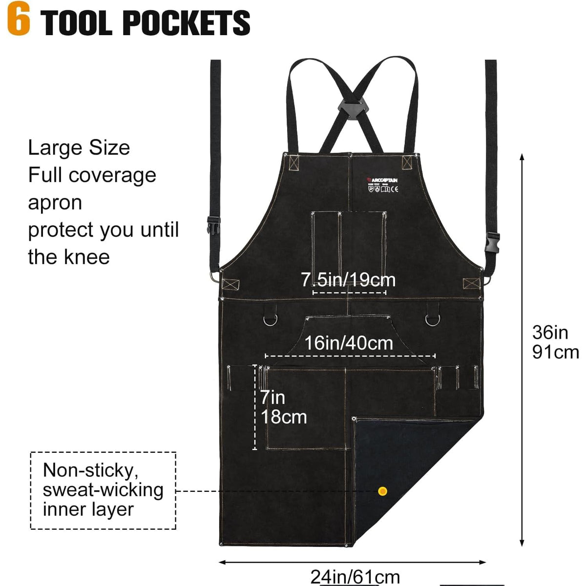 ARCCAPTAIN heat flame resistant cowhide apron shields against heat