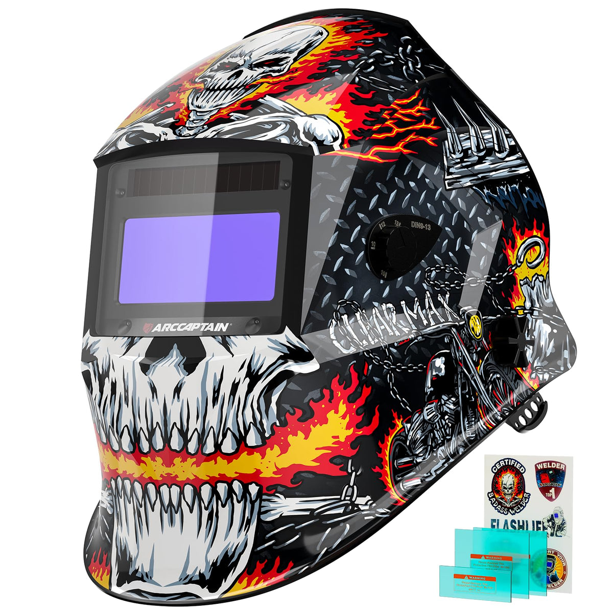 ARCCAPTAIN HSH-S800 auto-darkening lens protects eyes during welding