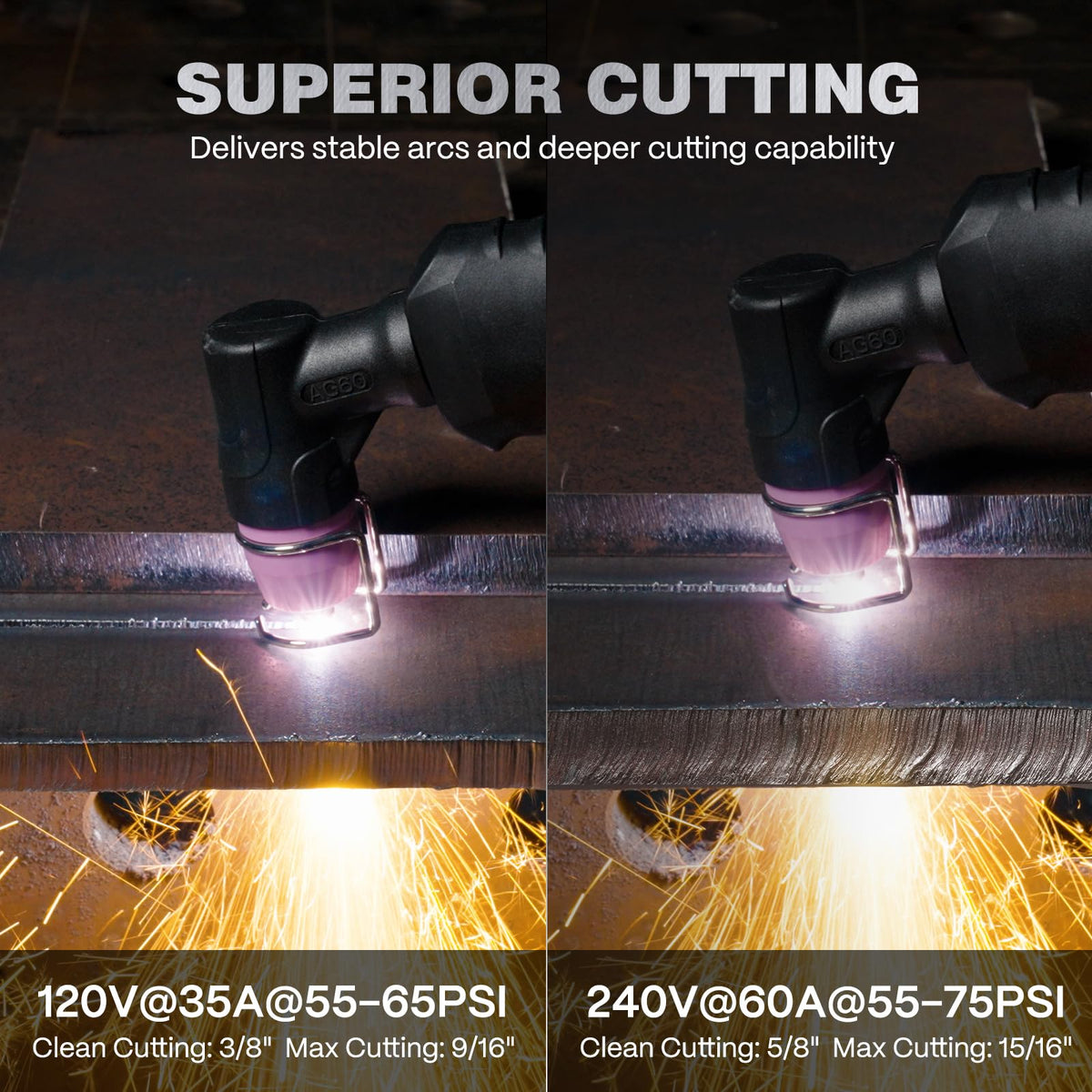 ARCCAPTAIN iControl CUT60 Pro 60A output for fast cuts.
