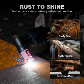 ARCCAPTAIN iControl CUT60 Pro rust-removal mode cleans oxidation safely.