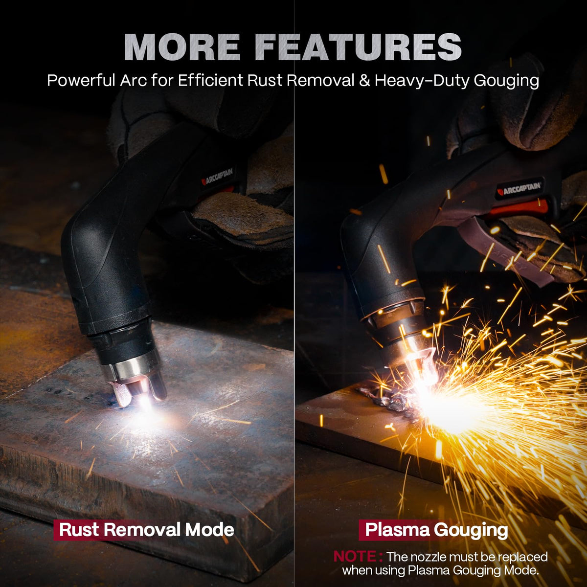 ARCCAPTAIN iControl rust removal function cleanly removes coatings.