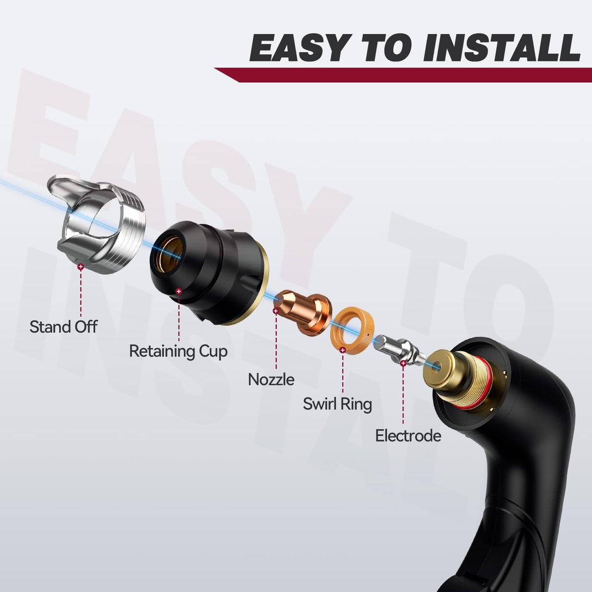 ARCCAPTAIN IPT60 swirl ring helps stabilize gas swirl for cleaner bevels.