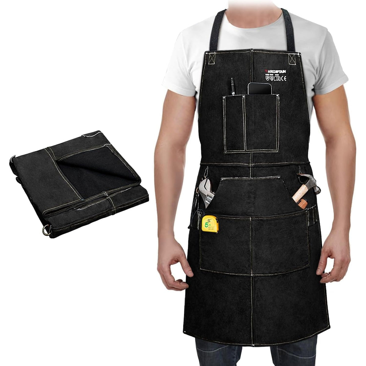 ARCCAPTAIN leather welding apron 24x36 provides full front protection from sparks