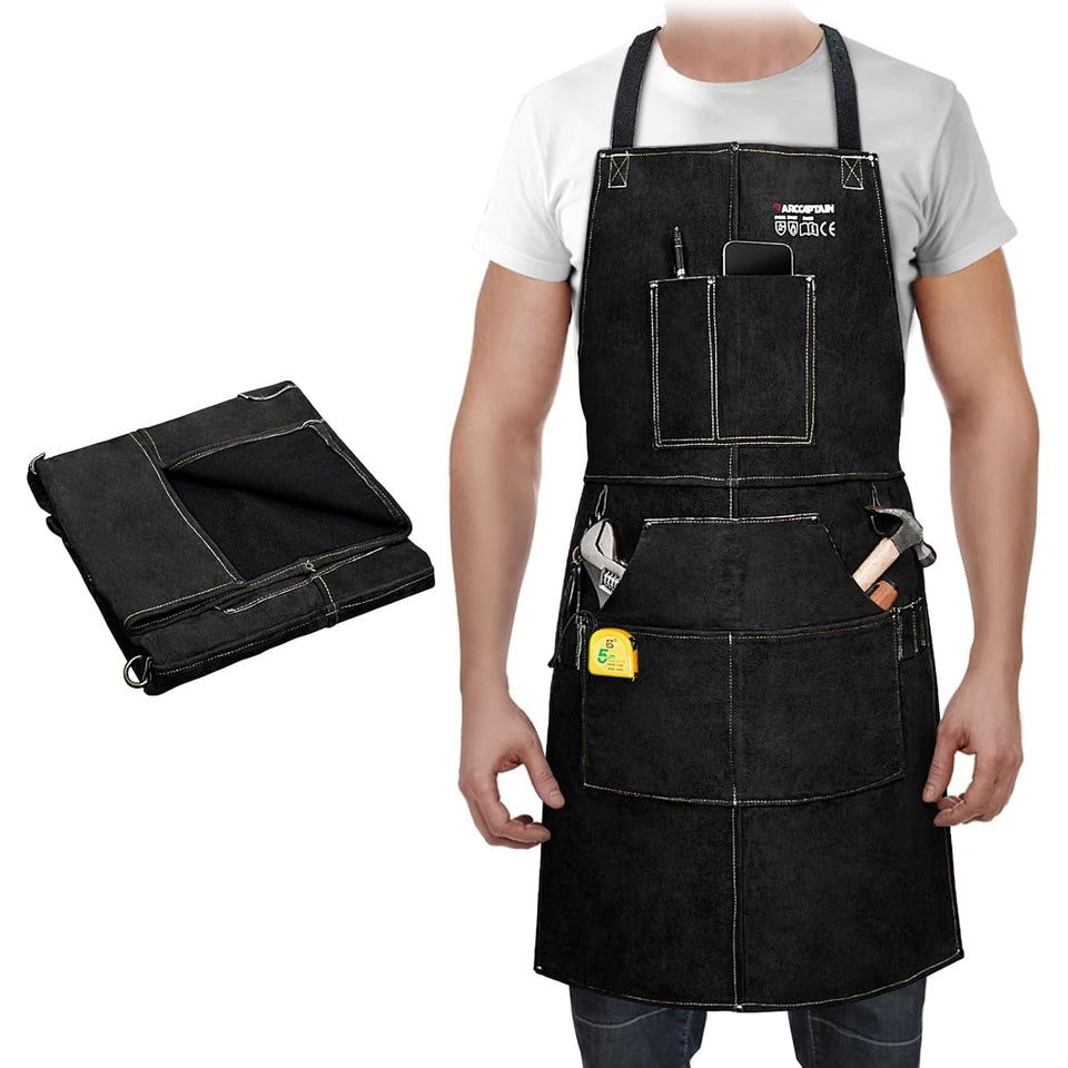 ARCCAPTAIN leather welding apron 24x36 provides full front protection from sparks
