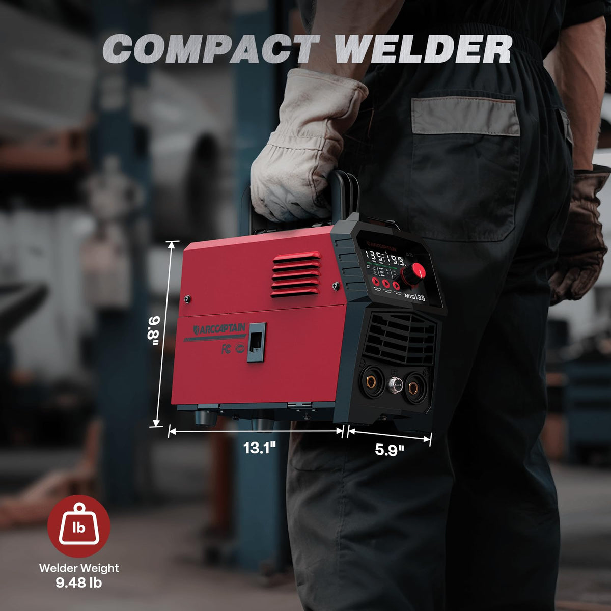 ARCCAPTAIN is lightweight at 9.5 lbs with a carry handle for on-site projects.