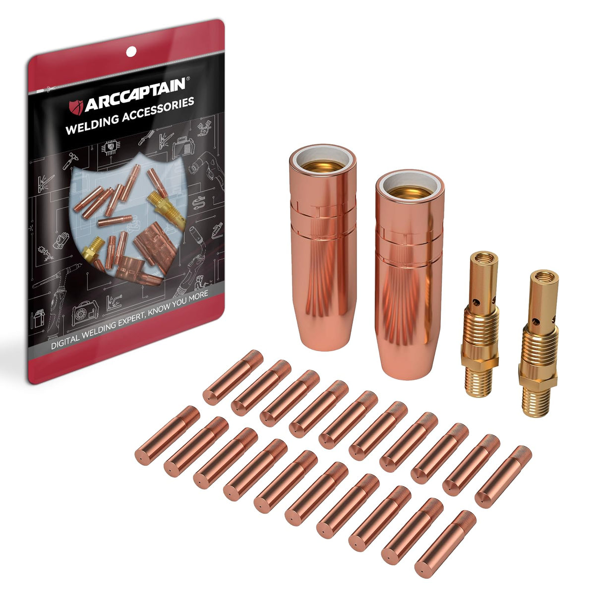 ARCCAPTAIN Lincoln Magnum 100L nozzle highlights durable copper construction for cleaner welds.