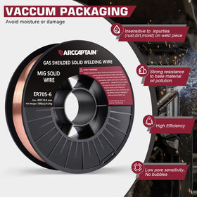 ARCCAPTAIN low spatter MIG wire 0.030 reduces cleanup and improves weld appearance