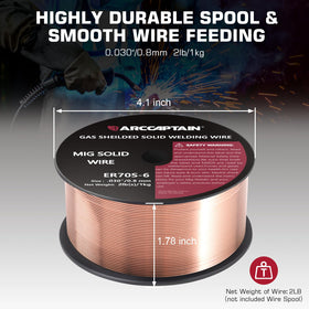 ARCCAPTAIN low-splatter MIG wire minimizes spatter for cleaner welds