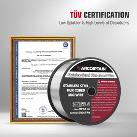 ARCCAPTAIN low-splatter welding wire minimizes spatter for cleaner welds.