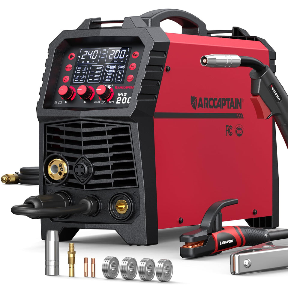 ARCCAPTAIN MIG Welder LED display showing precise settings for easy control