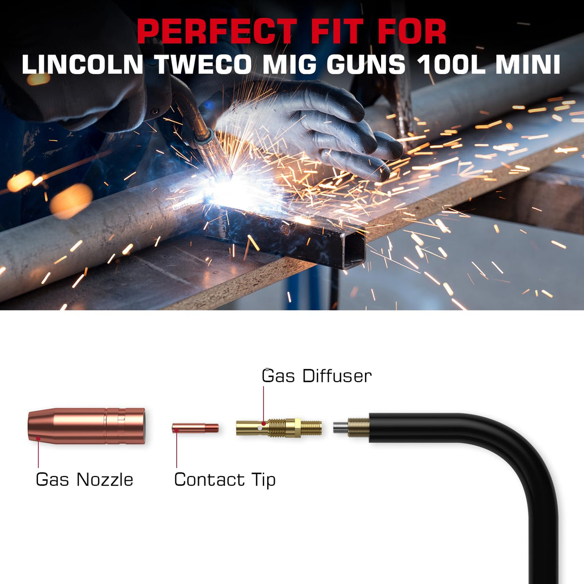 ARCCAPTAIN MIG welding gun accessory kit provides a complete upgrade set.