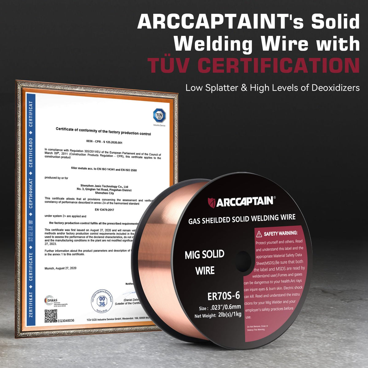 ARCCAPTAIN MIG wire demonstrates arc stability for steady welding and reduced spatter.
