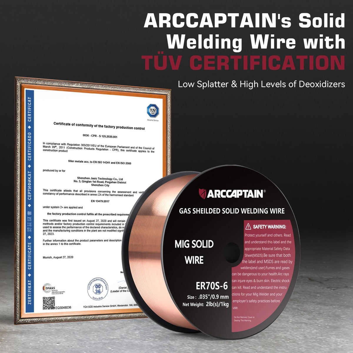 ARCCAPTAIN Mig Wire 0.035 in welding arc, stable arc for easier control.