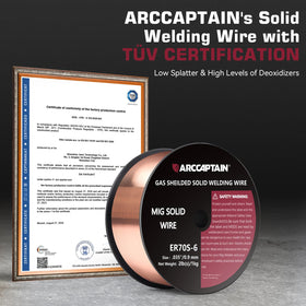 ARCCAPTAIN Mig Wire 0.035 in welding arc, stable arc for easier control.
