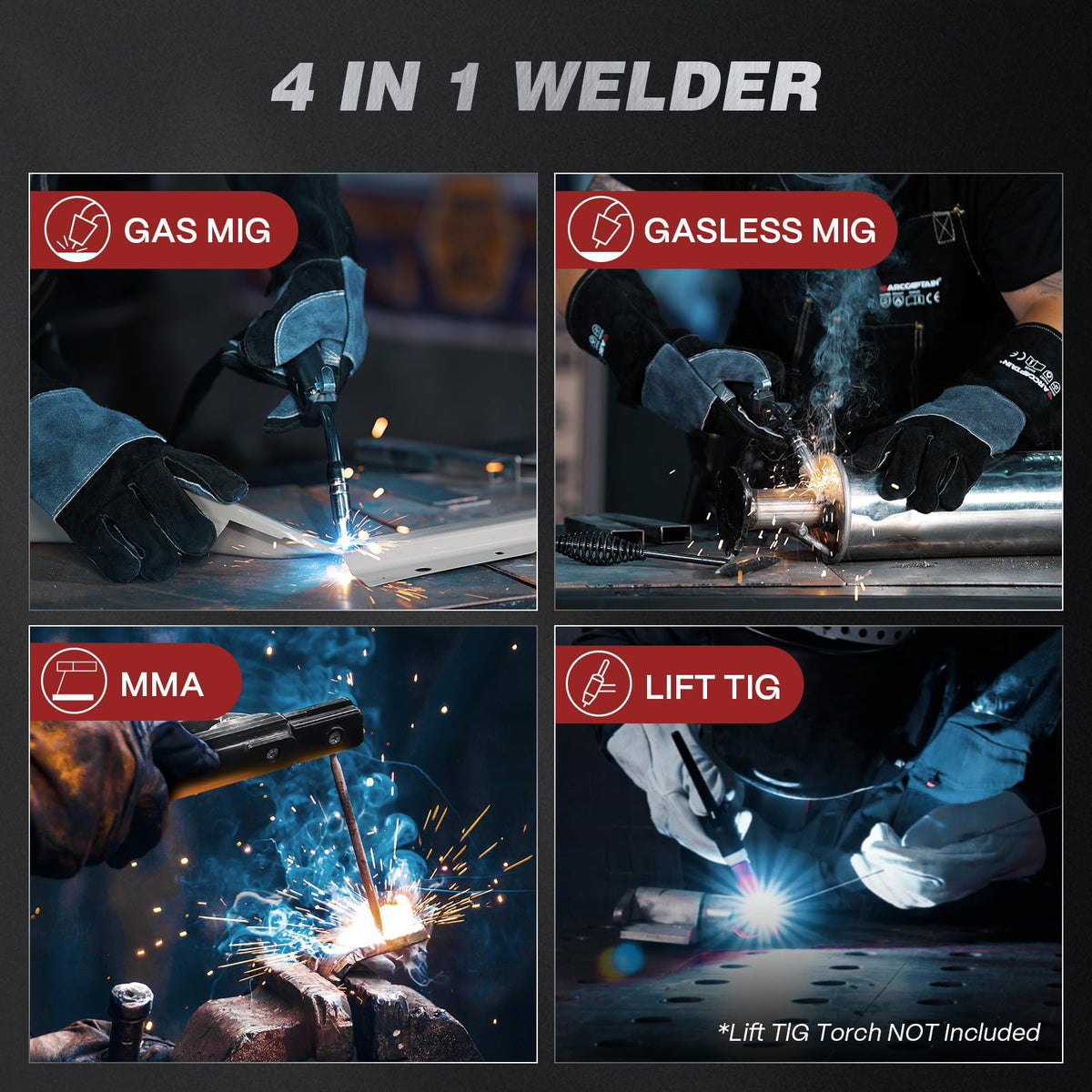 ARCCAPTAIN MIG160 side carry handle for portable on-site welding projects.