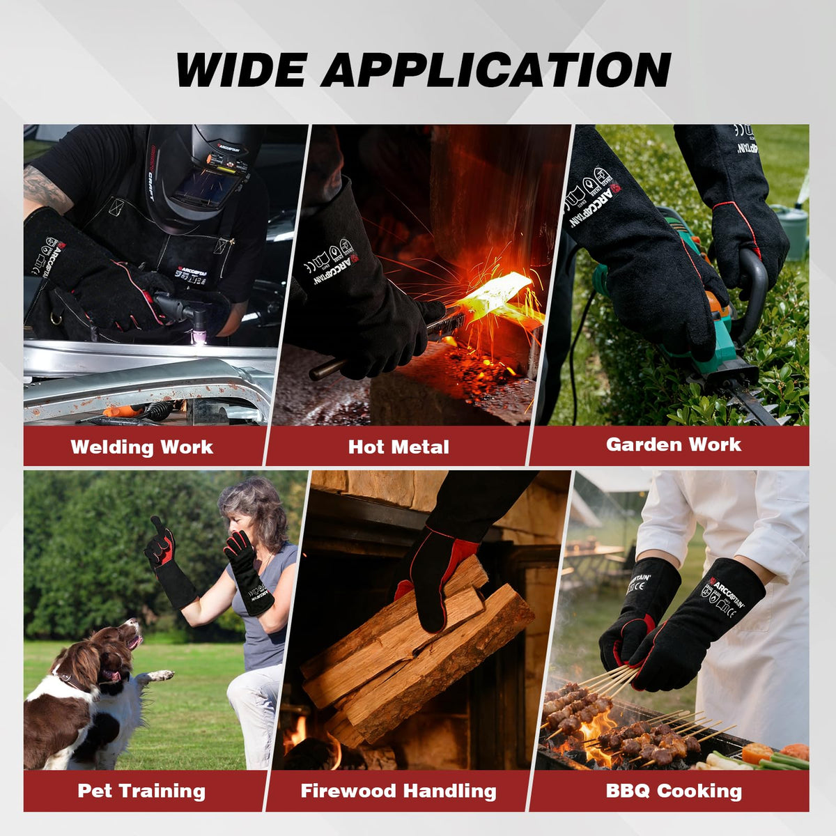 ARCCAPTAIN Leather Forge gloves—versatile use from welding to grilling.