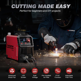 Rugged safety protections on ARCCAPTAIN 50A plasma cutter for reliable use.