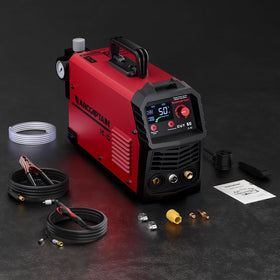 Compact workspace fit of ARCCAPTAIN 50A plasma cutter for tight areas.