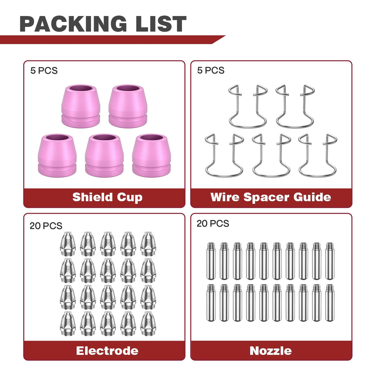 ARCCAPTAIN packaging shows a 50-piece set for fast replacements and reduced downtime.