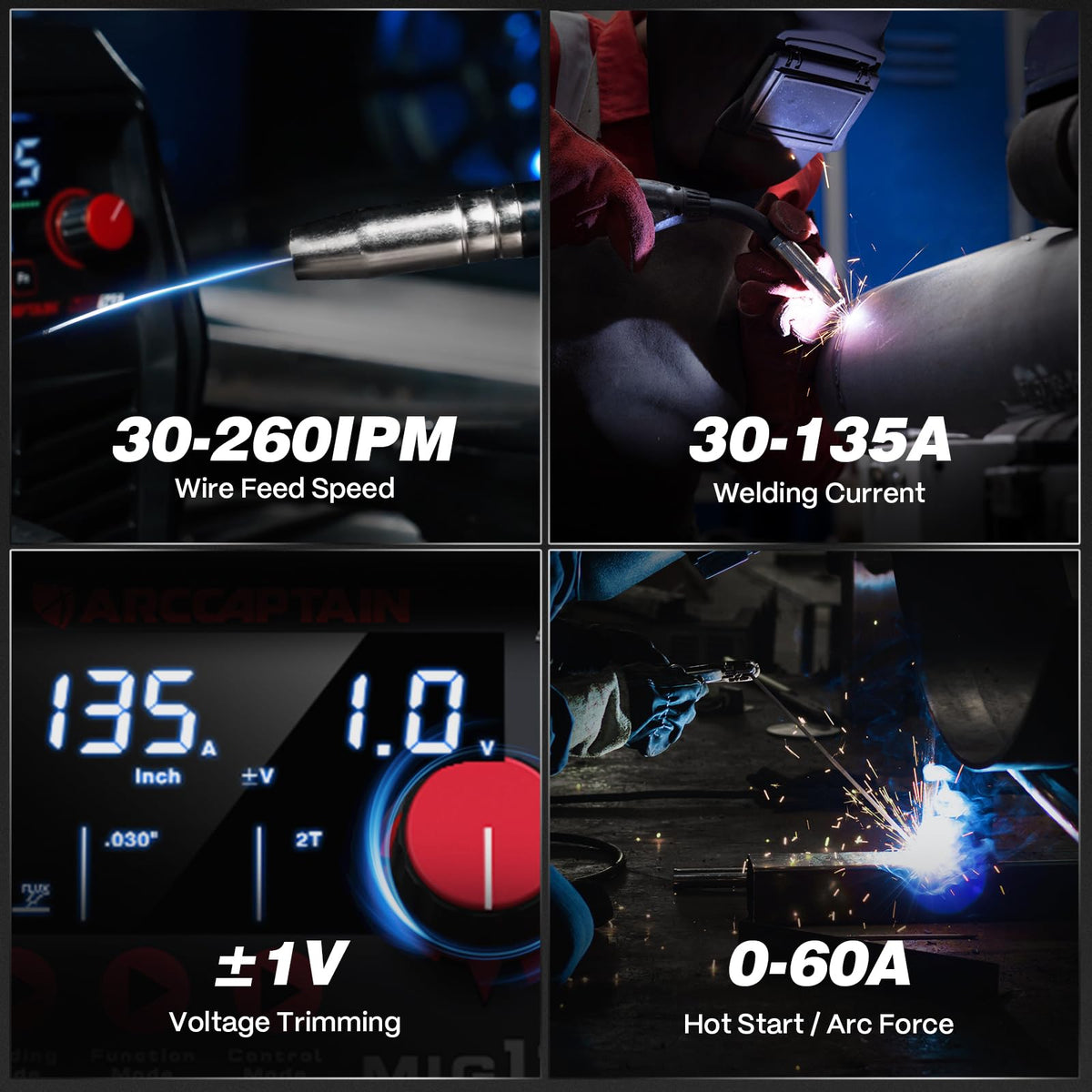 ARCCAPTAIN lets you manually fine-tune wire speed and voltage for experienced welders.