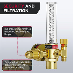 ARCCAPTAIN regulator packaging with clamps and barb fittings.