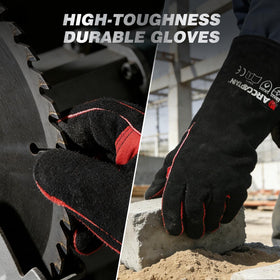 ARCCAPTAIN Leather Forge gloves—reinforced seams for durability in tough jobs.