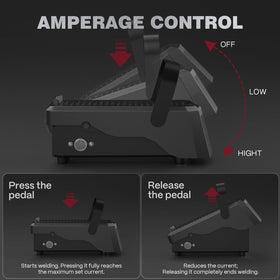Close-up of adjustable strap on ARCCAPTAIN TIG pedal for slip-free operation